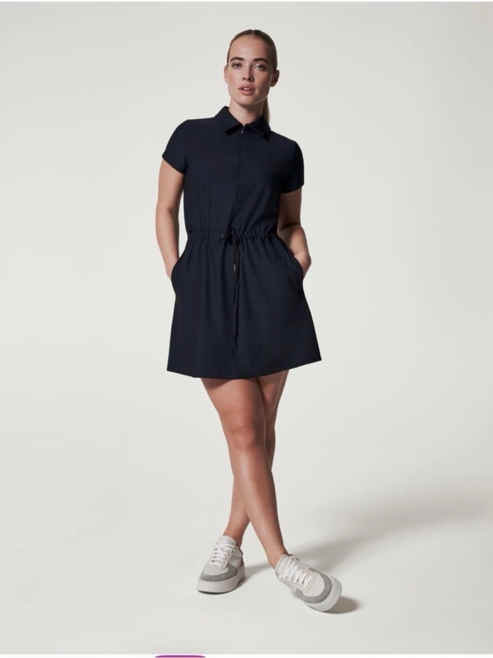 SPANX Sunshine Dress- Collared Drawstring Waist Shirt Dress